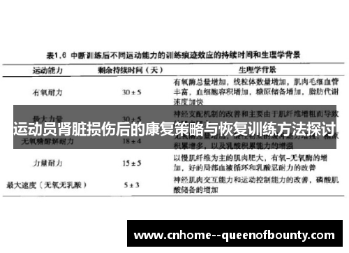 运动员肾脏损伤后的康复策略与恢复训练方法探讨