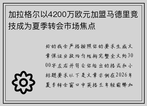 加拉格尔以4200万欧元加盟马德里竞技成为夏季转会市场焦点