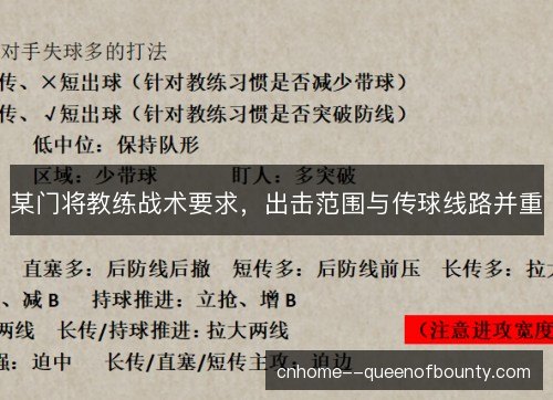 某门将教练战术要求，出击范围与传球线路并重